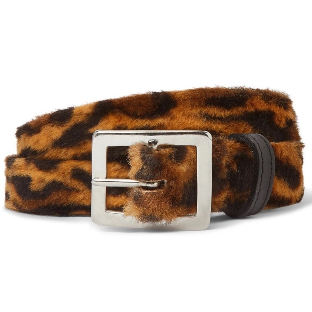 NEIGHBORHOOD FAUX FUR LEOPARD BELT MADE IN JAPAN - SIZE MEDIUM